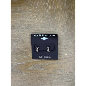 Anne Klein Cubic Zirconia Huggie Hoop Earrings Gold Tone CZ Mini Hoops